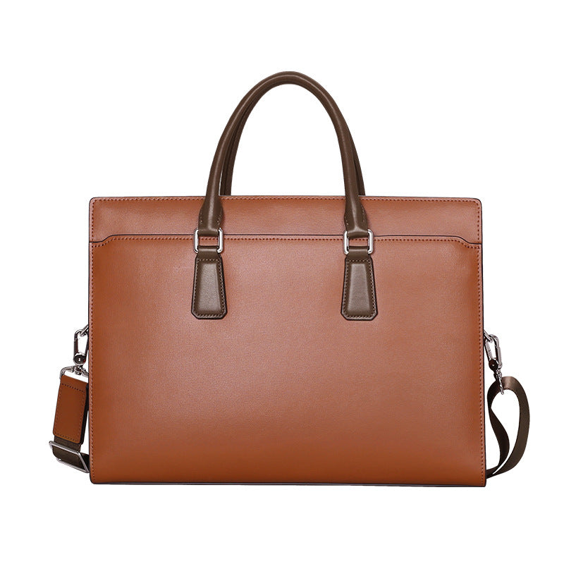Leather Anti-Theft Briefcase with Combination Lock