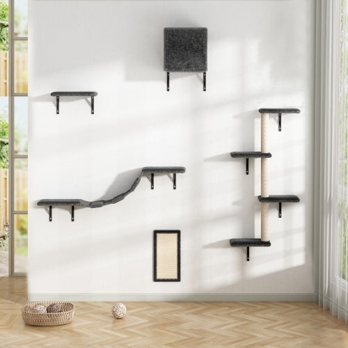 Wall-Mounted Cat Tree System, 5-Piece Set