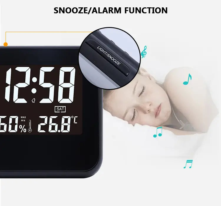 1pc Desktop Electronic Clock with Temperature Display