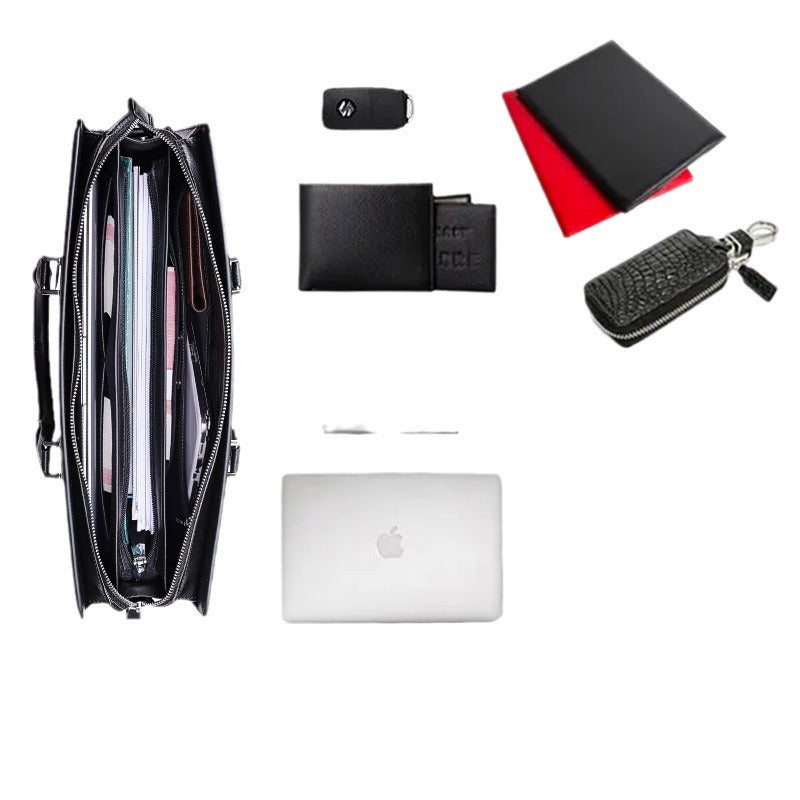 Genuine Leather Briefcase for 14-Inch Laptop