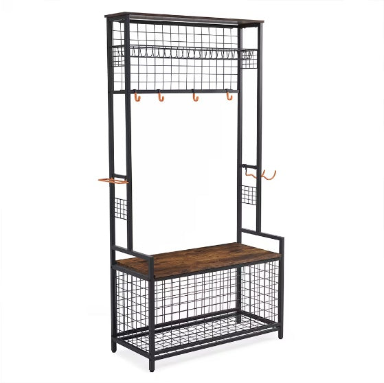 Garage Sports Equipment Storage Rack with Bench