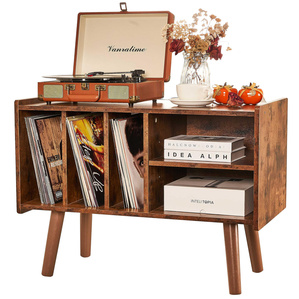 Mid-Century Record Player Cabinet with Adjustable Storage