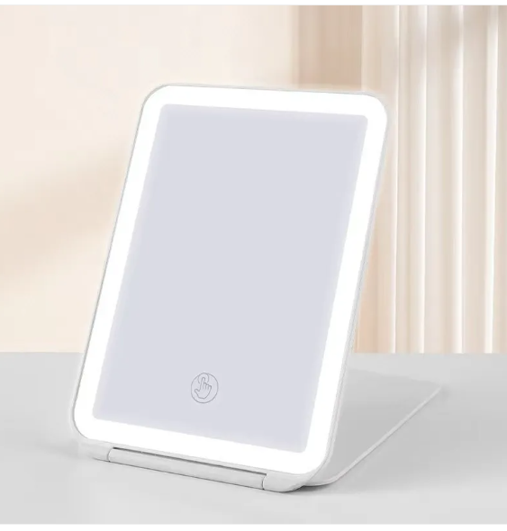 Desk Lamp with Three Fold LED Makeup Mirror