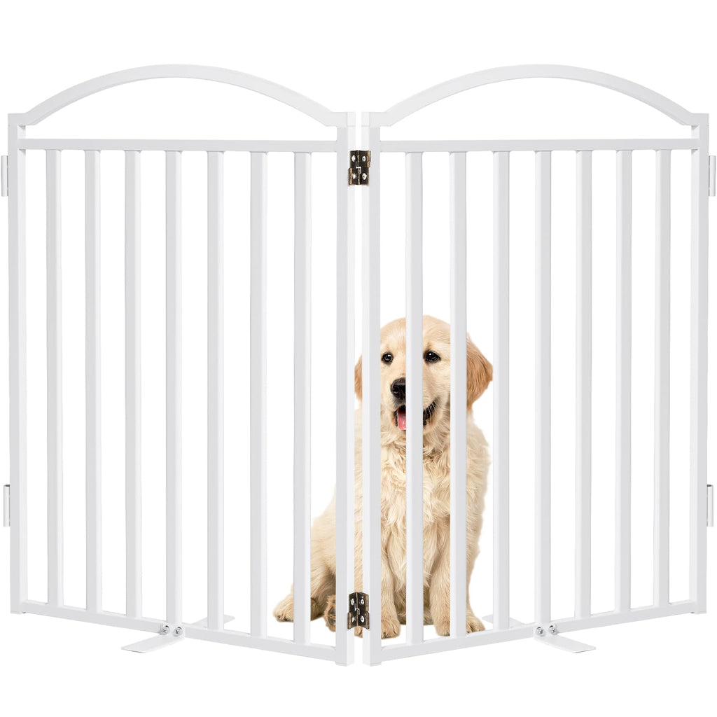 Metal Freestanding Dog Gate - 32" Height, Extra Wide, Foldable