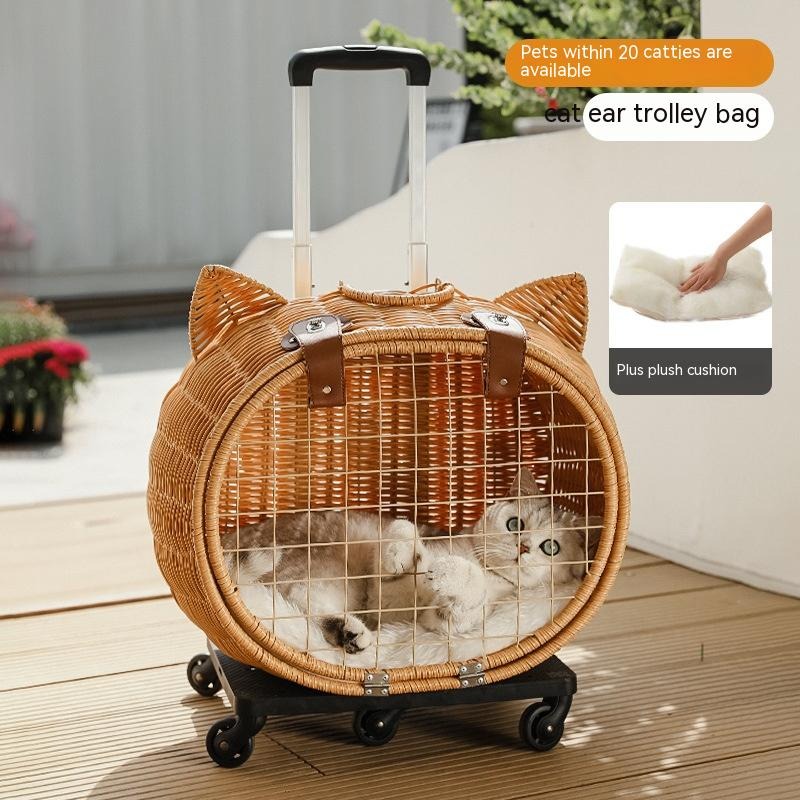 Portable Pet Trolley Woven Luggage