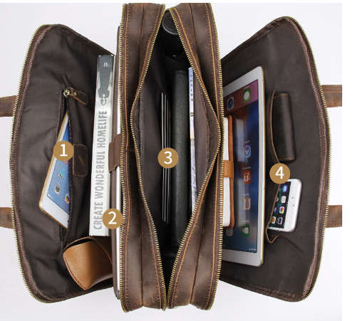 Genuine Leather Executive Briefcase 15.6"