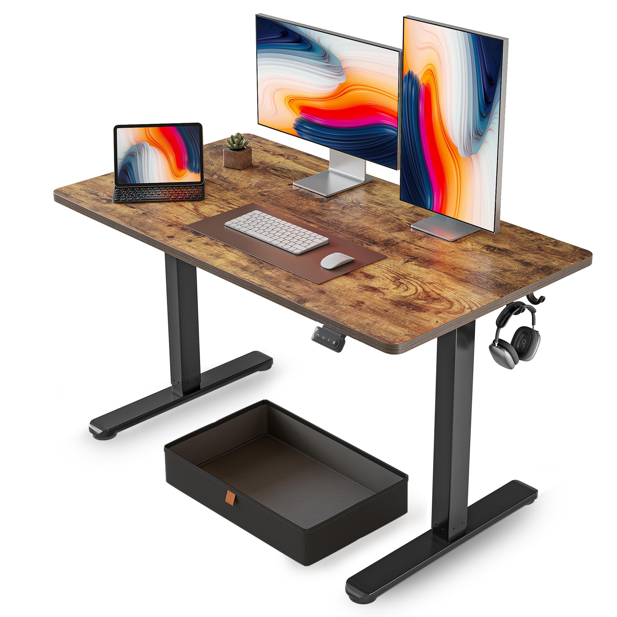 FEZIBO Electric Standing Desk with Drawer, 48 x 24 in