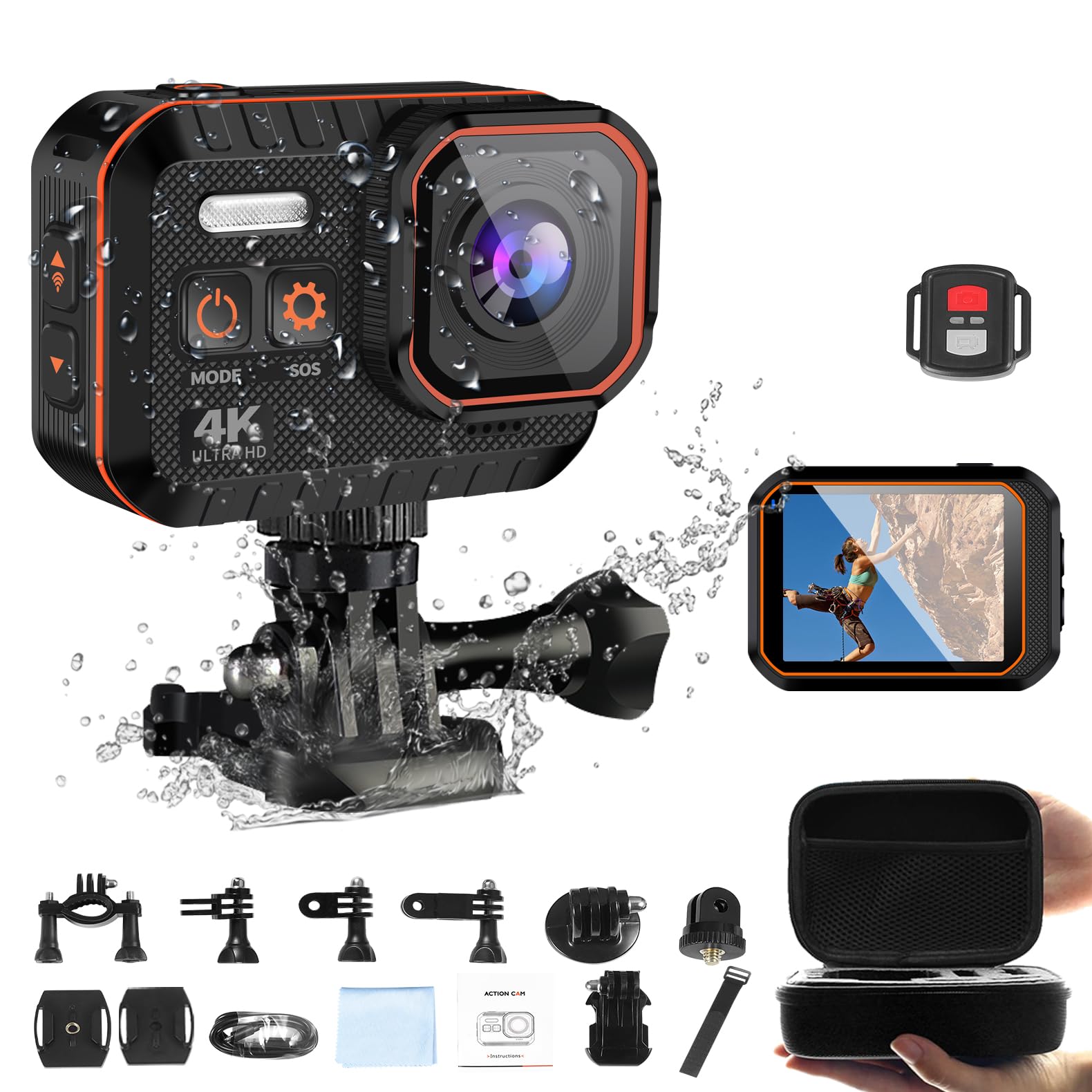 4K Waterproof Action Camera, IPX8