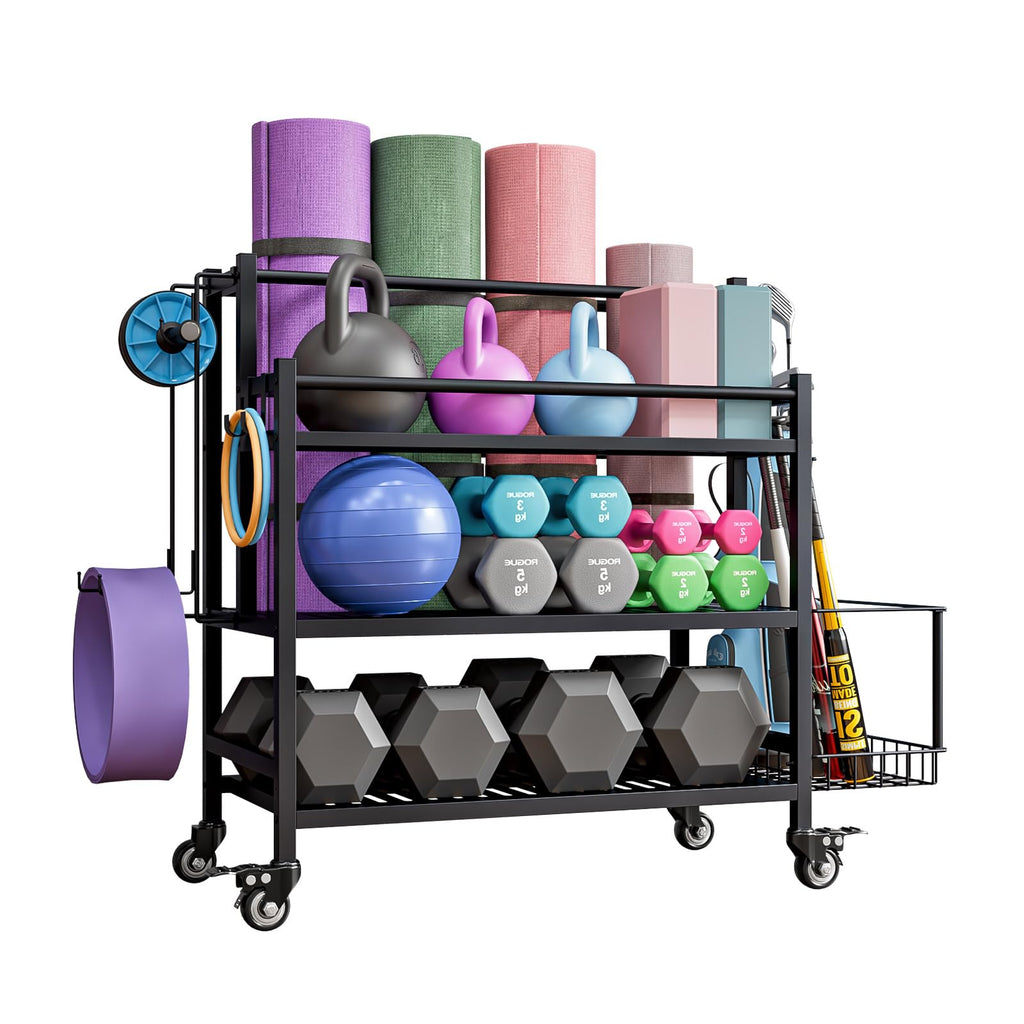 Rolling Home Gym Storage Rack