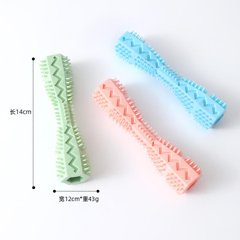 Durable Soft Rubber Dog Toothbrush Chew Toy Stick