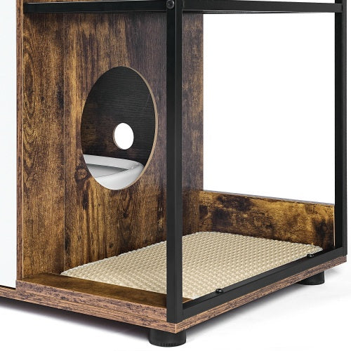 Enclosed Litter Box Cabinet for Two Cats