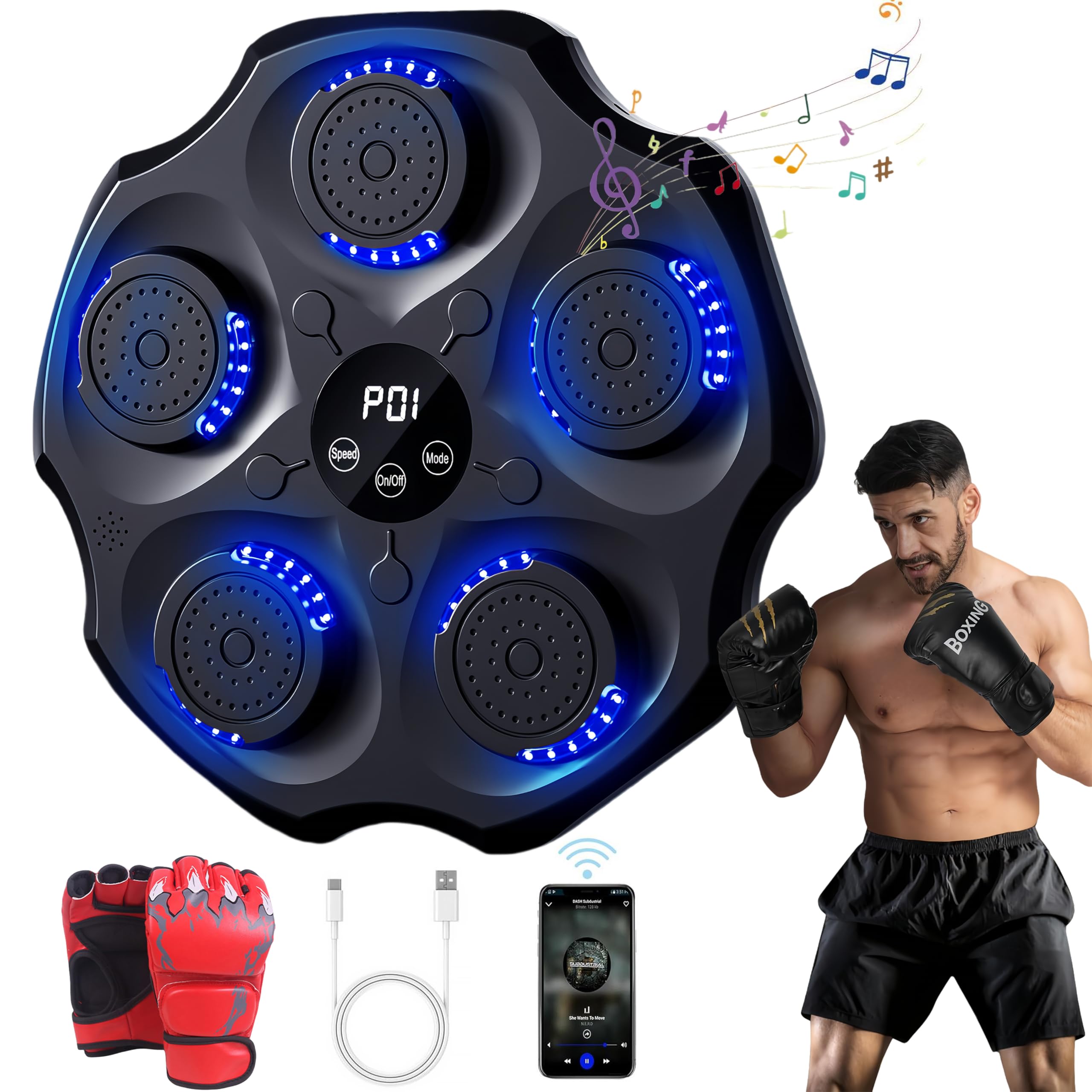 Smart Bluetooth Wall-Mounted Boxing Machine with Gloves