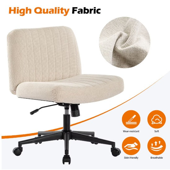 Linen Armless Swivel Rocking Chair