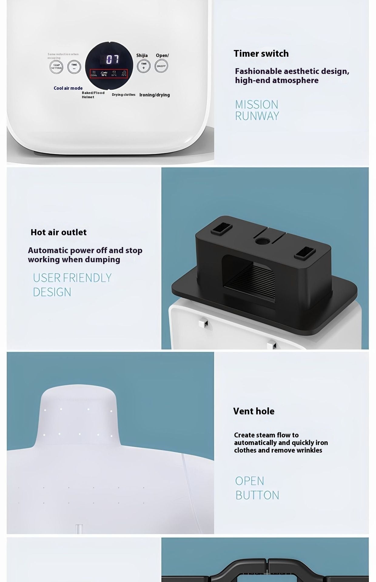 Automatic Portrait Inflatable Ironing & Drying Machine