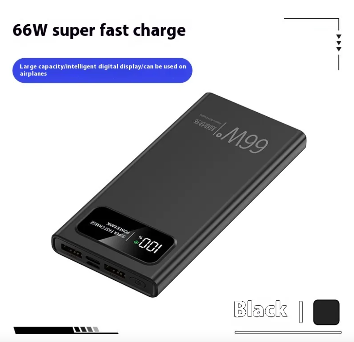 66W Super Fast Charge Mobile Power Bank 20000mAh Large Capacity