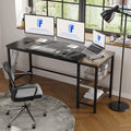 63-Inch Wood & Steel Computer Desk, Black