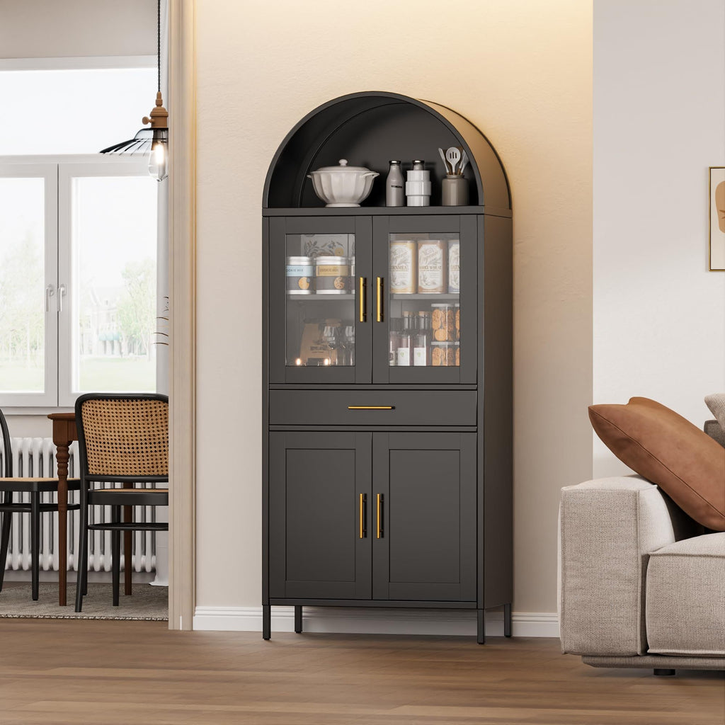 73in Arched Metal Display Cabinet