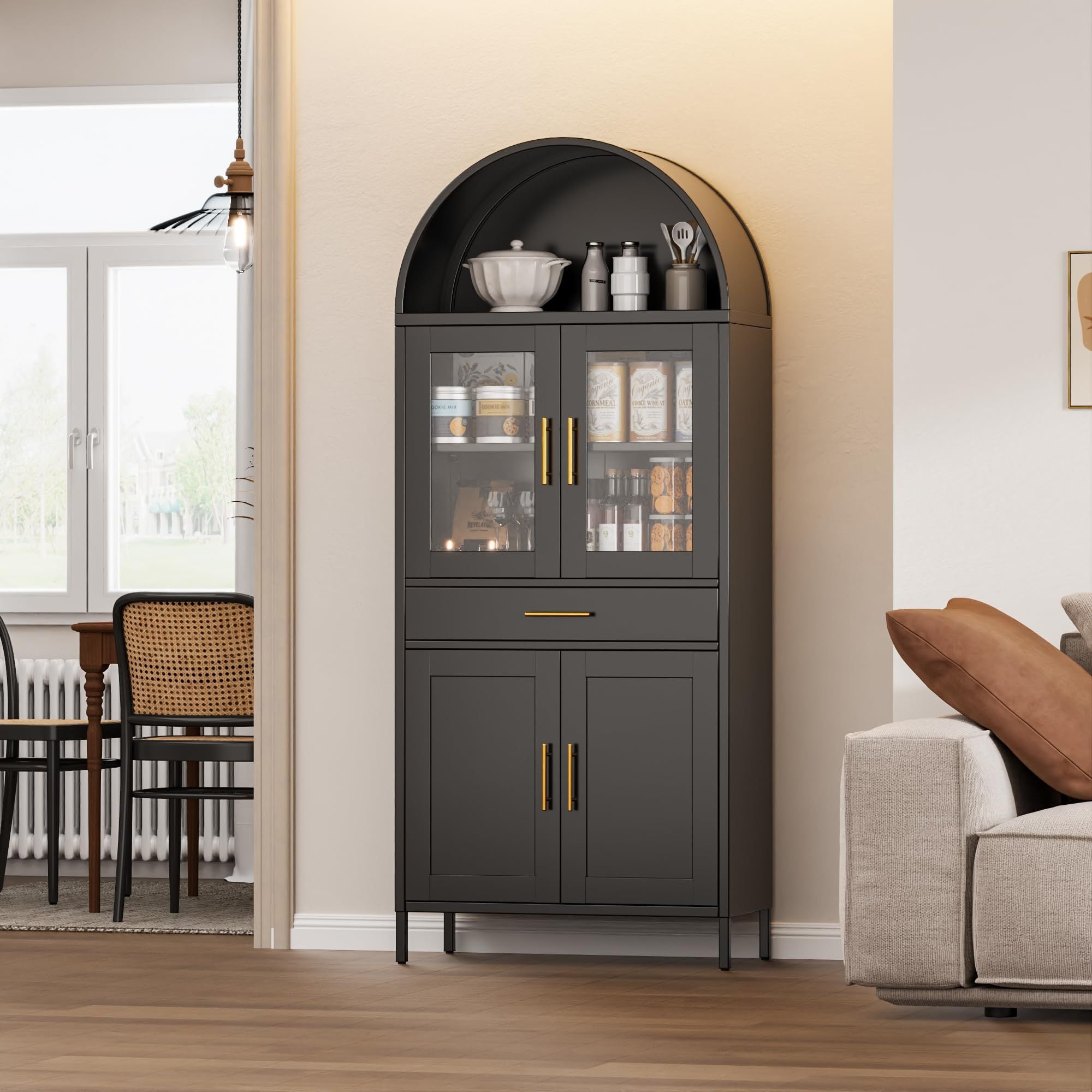 73in Arched Metal Display Cabinet
