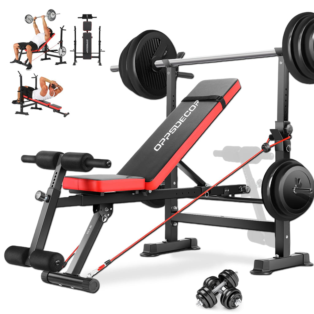 Adjustable Weight Bench with Squat Rack (6-in-1, 600 lb)