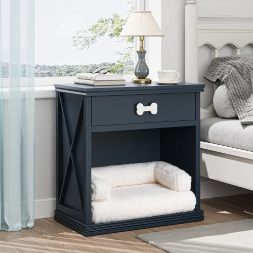 Vintage Pet Bed Nightstand with LED Light