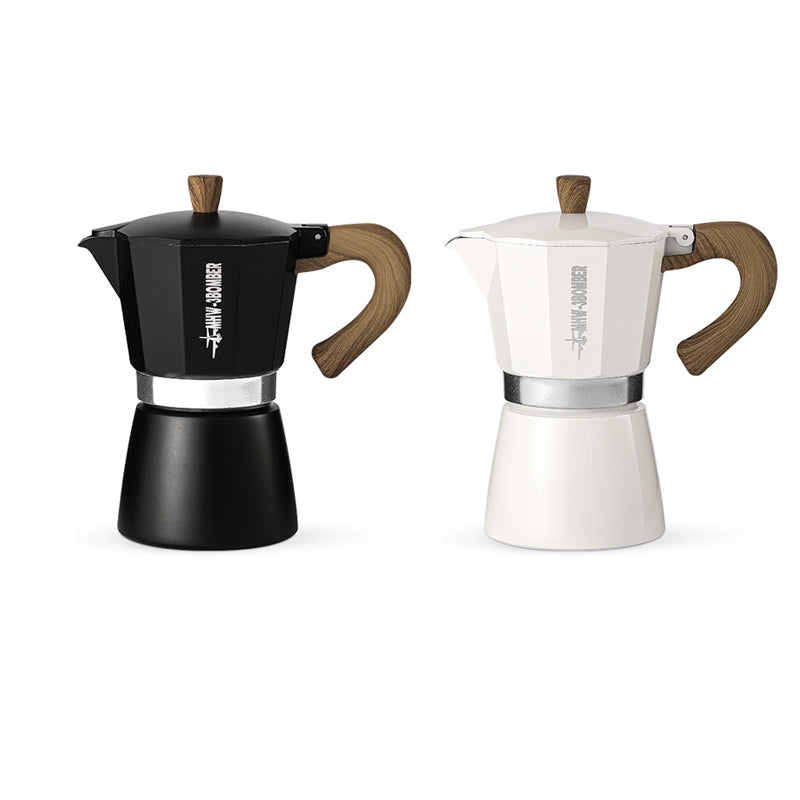 Vintage Wooden Handle Moka Pot for Italian and Cuban Coffee