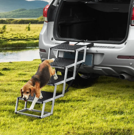 4-Step Foldable Aluminum Dog Car Stairs