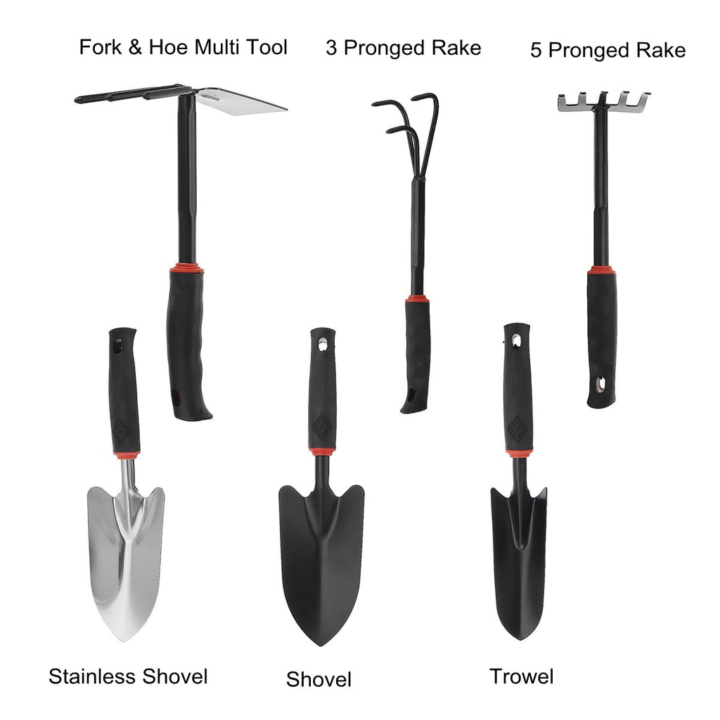 Garden Tool Set - Large Shovel, Rake, and Hoe (4 Pieces)