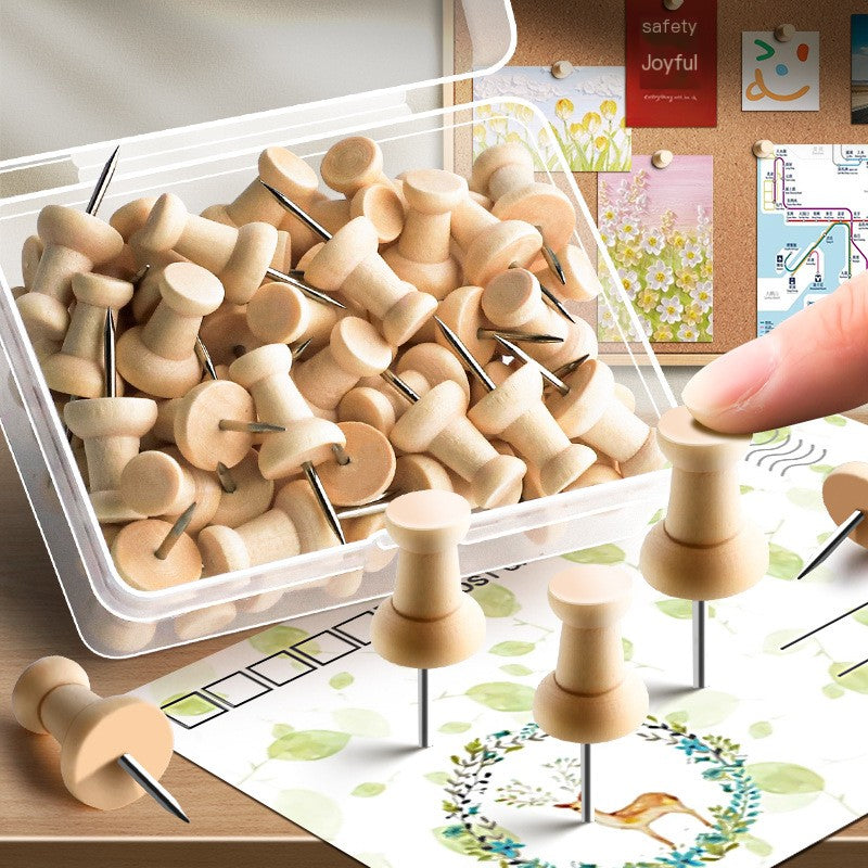 Wooden Push Pins with Felt Cork Board for Kids