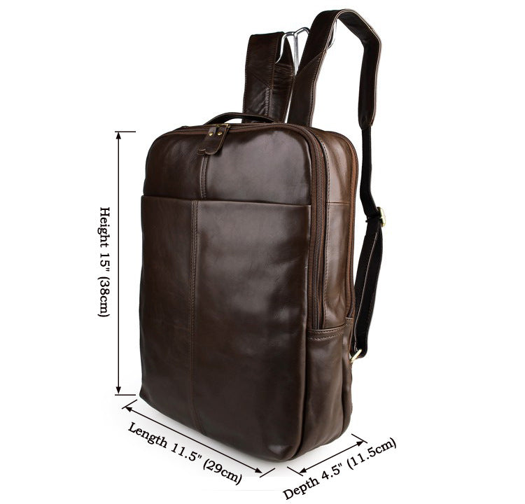 Genuine Leather Laptop Backpack, 15-Inch