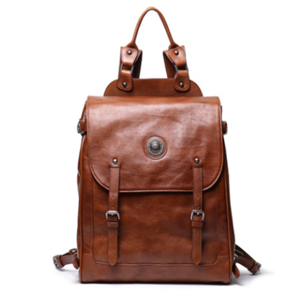 Large Capacity Leather Travel Backpack