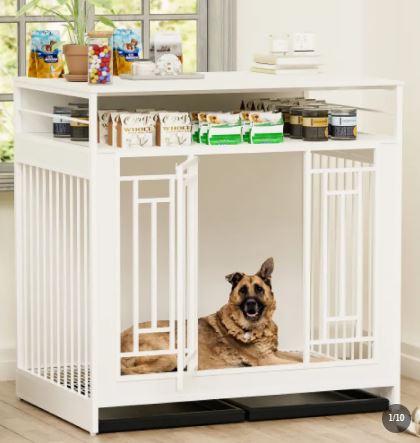Wooden Dog Kennel Furniture with Storage Drawers