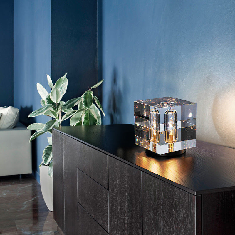 Pure Copper Table Lamp with Crystal Accent