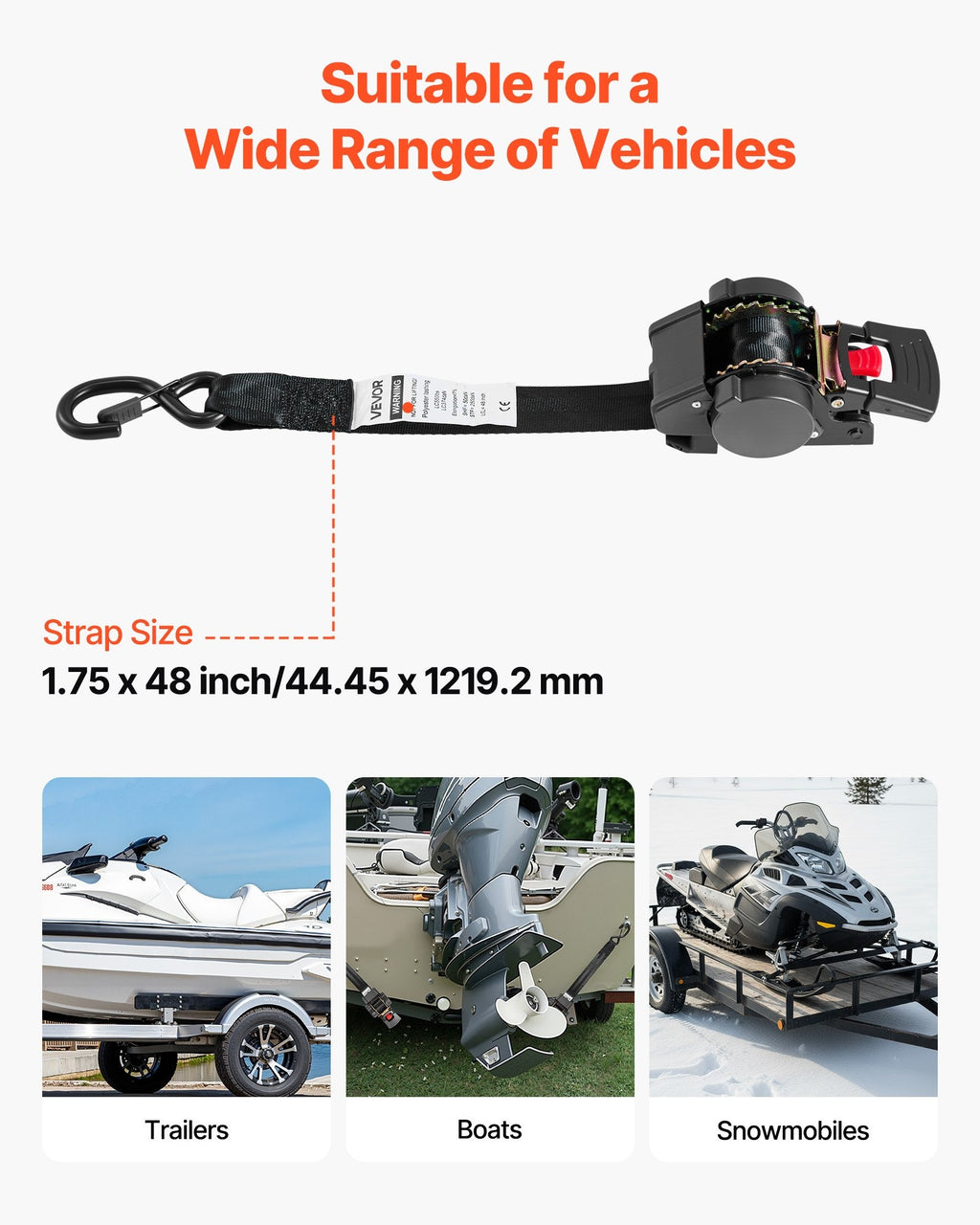 Wheel Chock Tie-Down Kit with S-Hook, 1649 lbs Break Strength