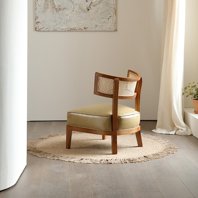 Solid Wood Rattan Lounge Chair