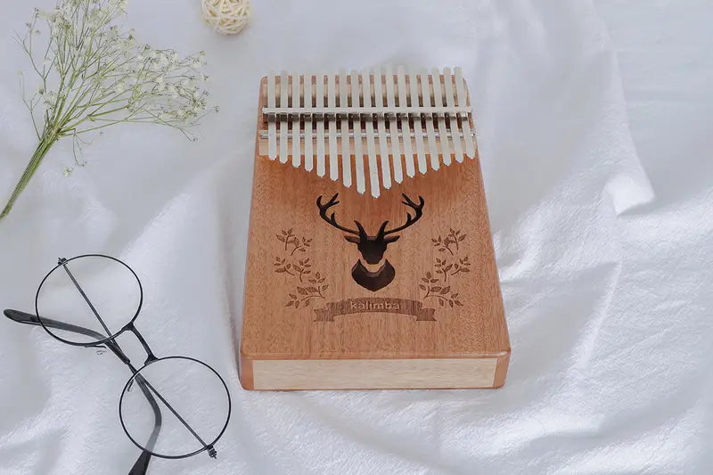 17-Key Thumb Piano Acoustic Mahogany Music Instrument
