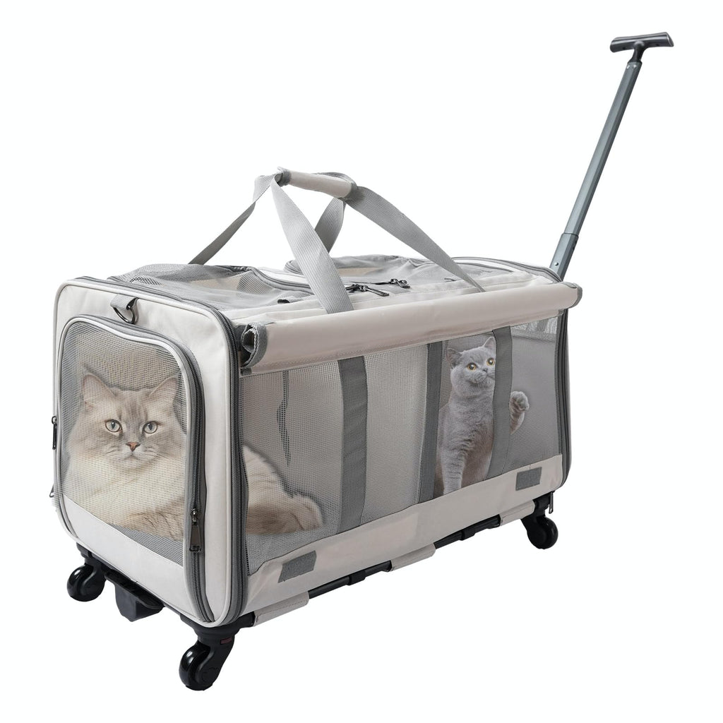UIRREL Double Compartment Pet Rolling Carrier