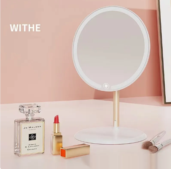 Desk Lamp with Three Fold LED Makeup Mirror
