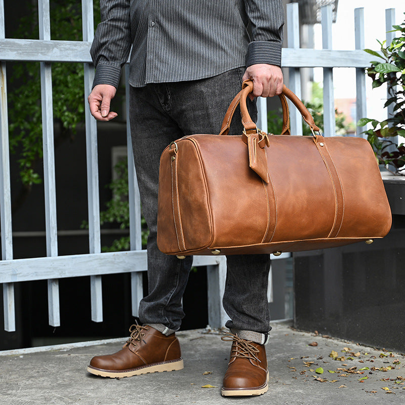 Vintage Leather Duffle Travel Bag
