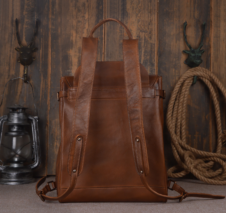 Large Capacity Leather Travel Backpack