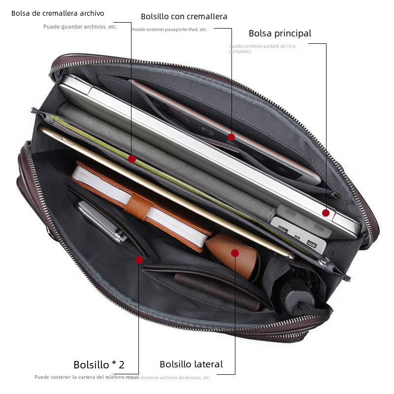Genuine Leather Men's Document Bag for 15.6" Laptop