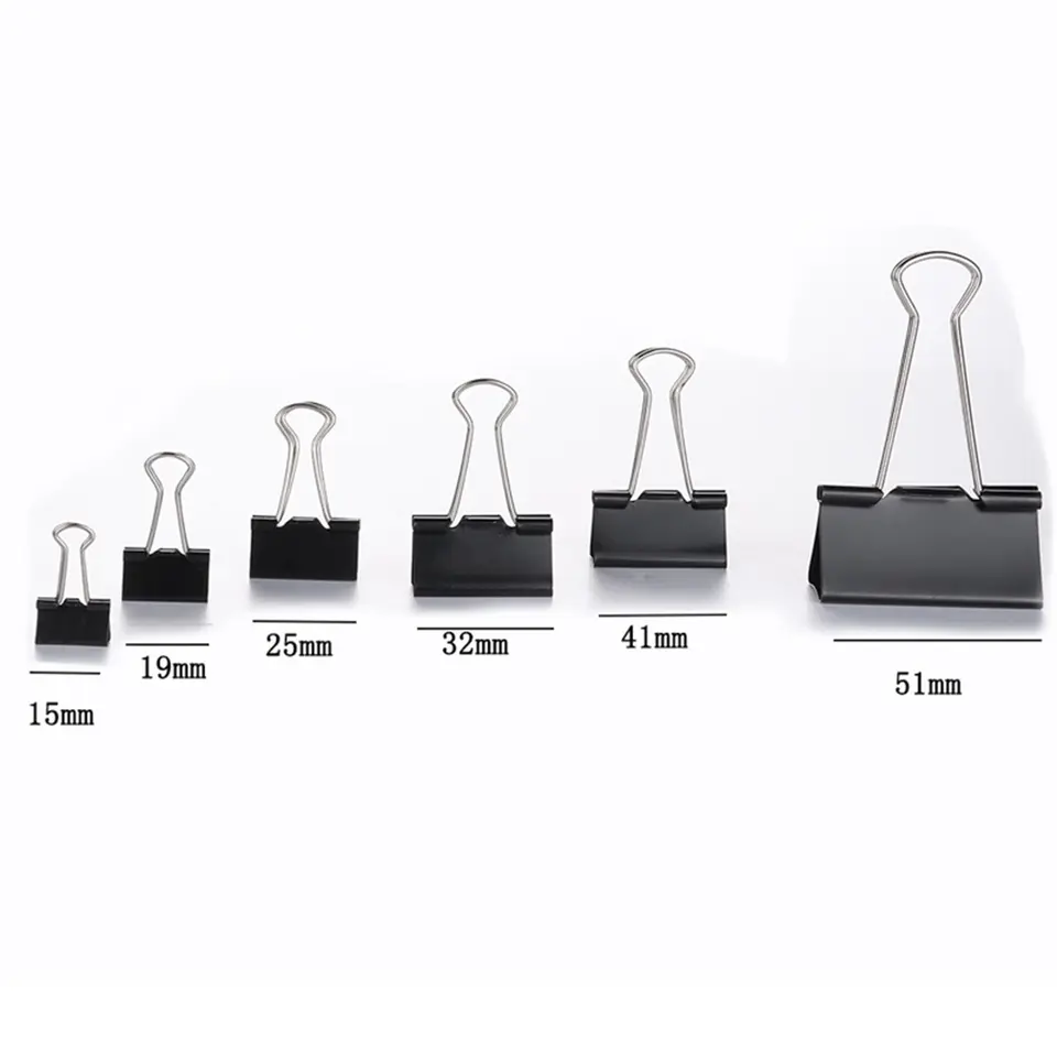 Large 2" (51mm) Black Binder Clip (12/Pack)