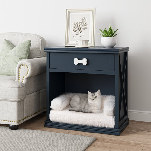 Vintage Pet Bed Nightstand with LED Light