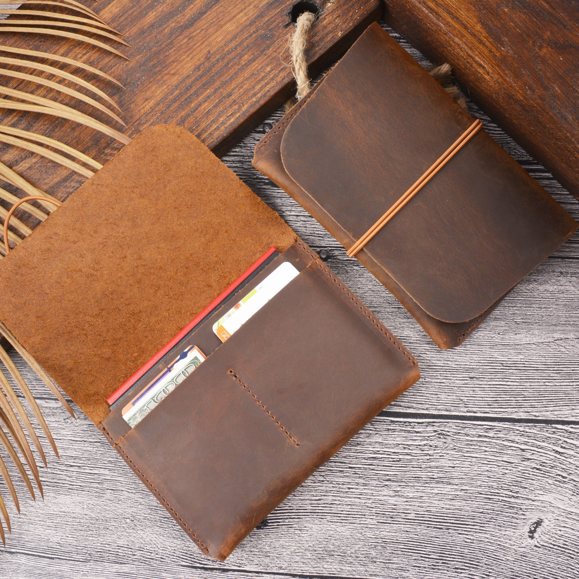 Leather Passport Holder with Card Slots and Wallet