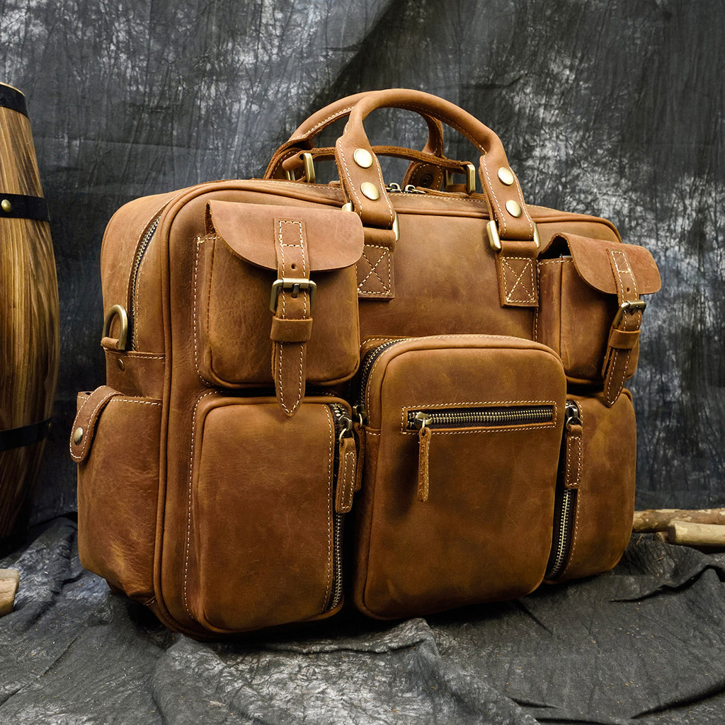 Retro Men's Leather Shoulder Briefcase