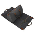 2-in-1 Canvas and Leather Suit Travel Bag with Garment Bag