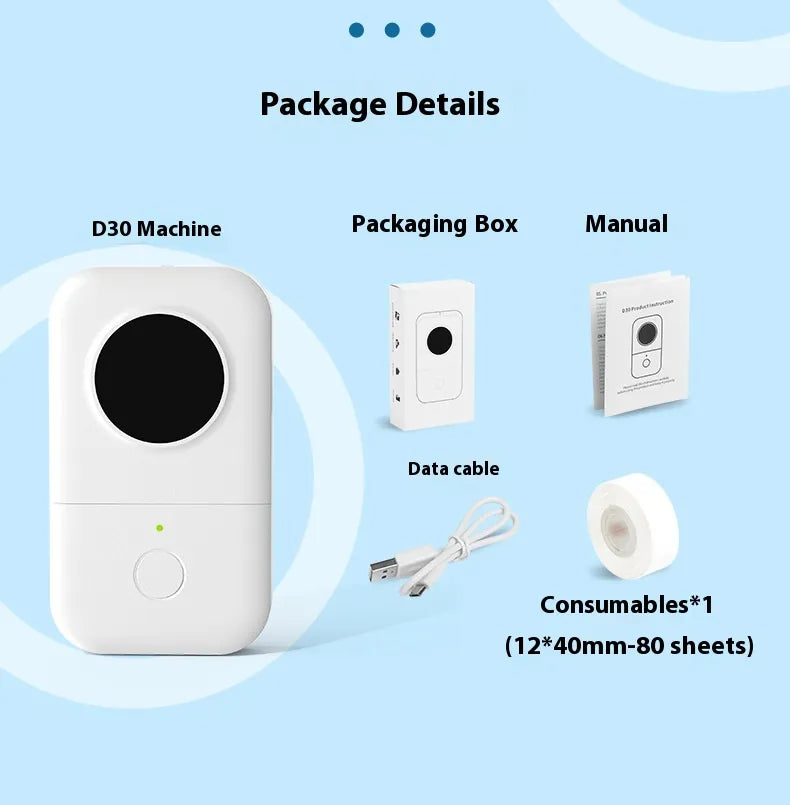 Handheld D30 Thermal Label Printer
