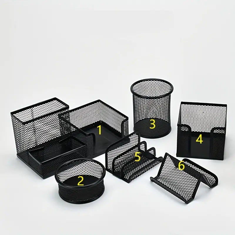 6-Piece Metal Pen Holder Set for Desk Organization