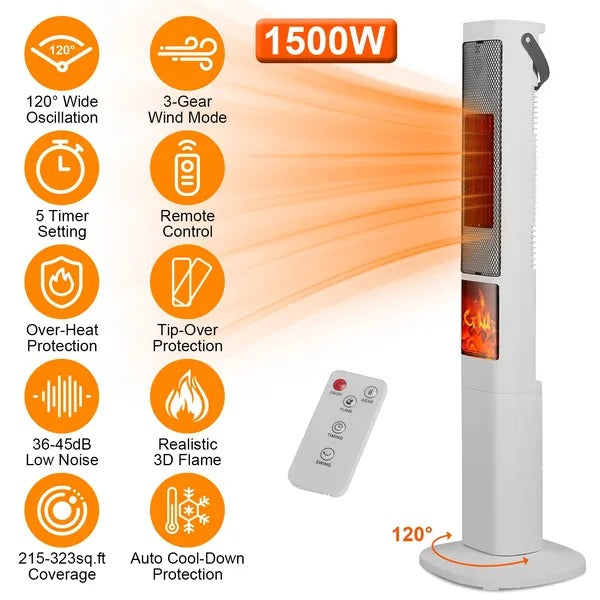 1500W Ceramic Tower Space Heater