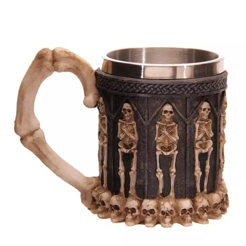 3D Skull Mug Stainless Steel Knight Coffee Cup
