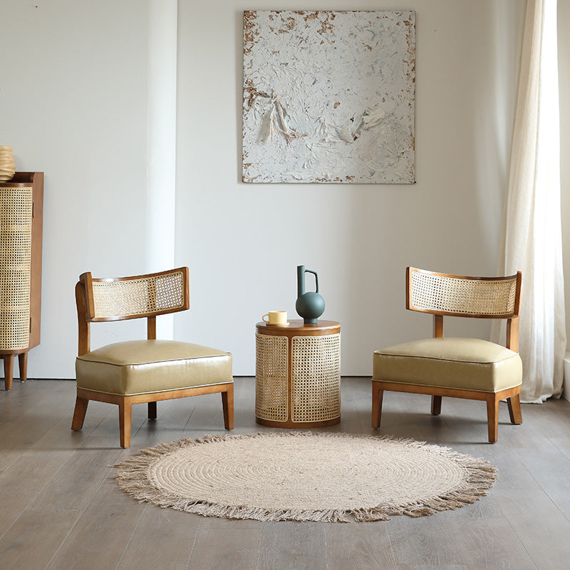 Solid Wood Rattan Lounge Chair